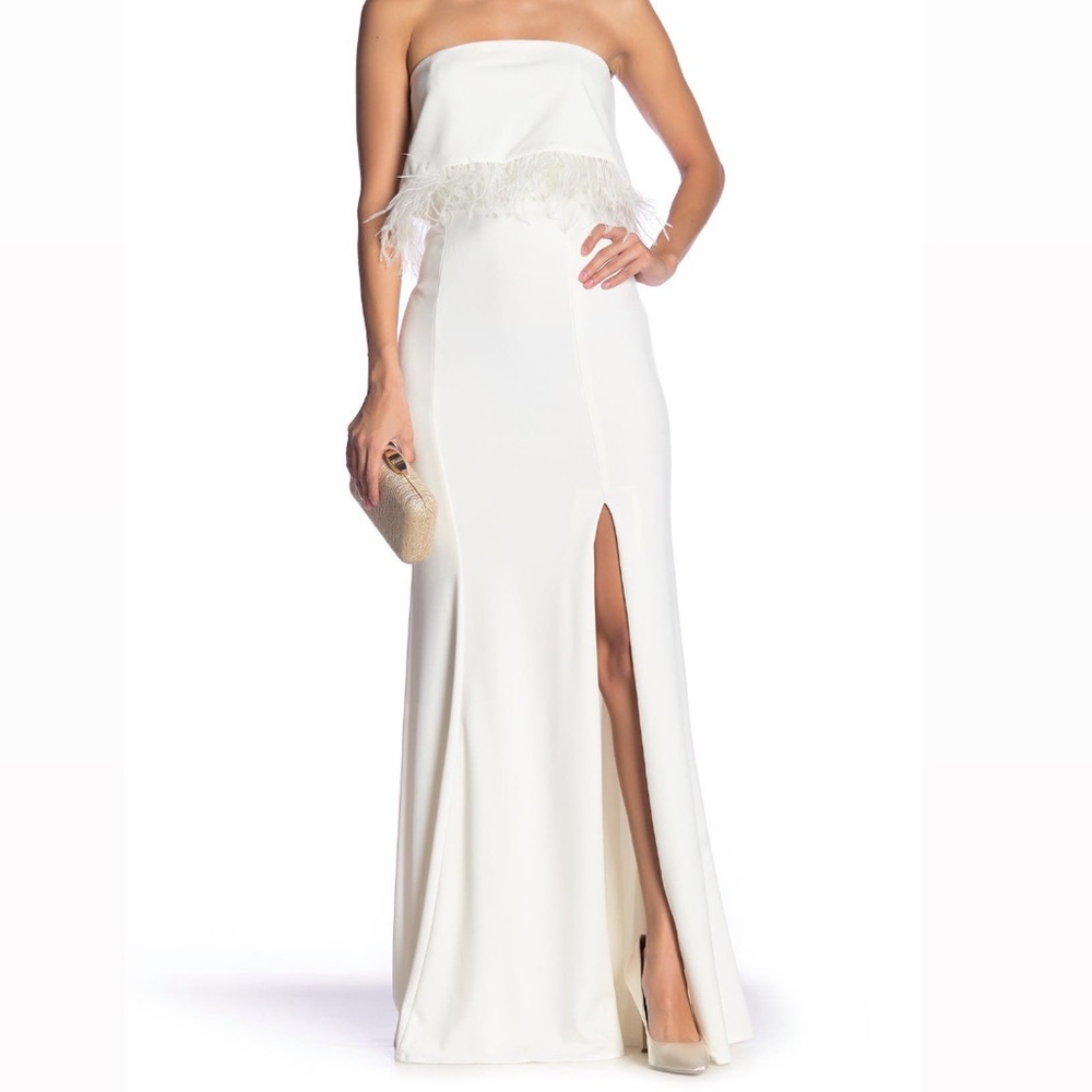 Jay Godfrey Osborne Feather Trim Scuba Gown
